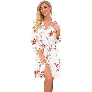 Ibenzoa - Luxueuze Damesbadjas - 3/4 Mouwen - Comfortabel en Stijlvol