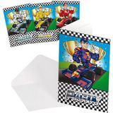 16x Race/Formule 1 thema uitnodigingen - Kinderfeestje/verjaardag thema feestartikelen