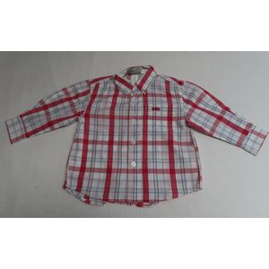 Overhemd - Jongens - Geruit - Wit / rood - 9 maand 74