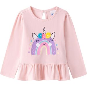 Newness - longsleeve / shirt - meisjes - roze - eenhoorn/regenboog - maat 68/74
