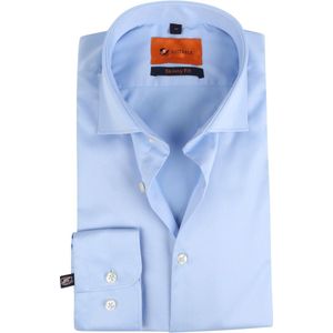 Suitable - Overhemd Satijn Blauw - 37 - Heren - Skinny-fit