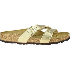 Birkenstock Yao Dames Slippers Black Narrow-fit |  Goud | Imitatieleer | Maat 41