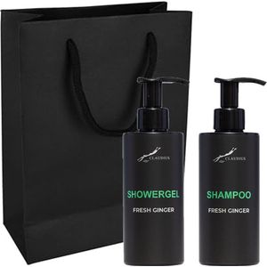 Douchepakket Fresh Ginger - Showergel + Shampoo - 300 ml per fles - set van 2 stuks - met luxe gift tas - cadeau - giftset voor hem en haar