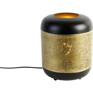 QAZQA kayleigh - Industriele Tafellamp - 1 lichts - H 30 cm - Zwart Goud - Industrieel - Woonkamer | Slaapkamer | Keuken