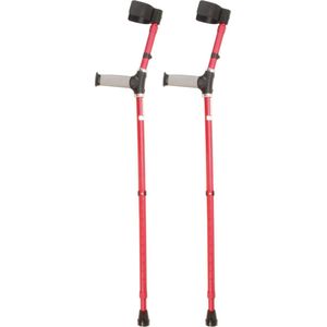 Premis - Elleboogkrukken - Standaard Softgrip - Verstelbaar - 75-100 cm - Paar - Open manchet - Mat Rood