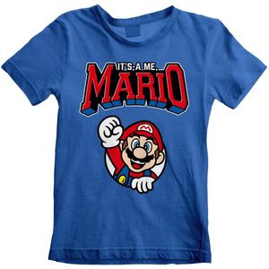 Super Mario Kids - It's A Me, Mario Jongens & meisjes T-shirt - blauw - 104