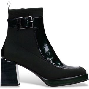 Hispanitas - Neo - Leren Enkellaarsjes - Groen - 2,5 cm Plateau - 7 cm Blokhak