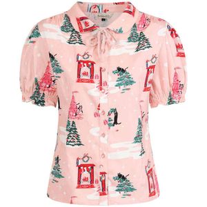 Banned - Lilly Puuurfect Christmas Blouse - S - Roze