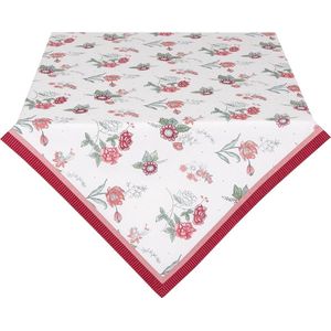 Clayre & Eef Tafelkleed 150*250 cm Rood Groen Katoen Rechthoek Bloemen Tafellaken Tafellinnen Tafeltextiel