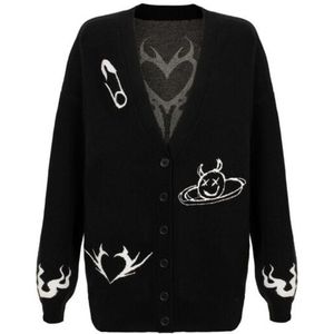 Hell Bunny Mercy Cardigan Cardigan zwart-wit S Viscose -