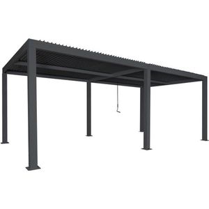 Deluxe® Mirador Miami Pro XL - Luxe Overkapping - Antraciet - Paviljoen - Aluminium - 3x6m - Luxe vrijstaande zonwering en tuin overkapping met kantelbare lamellen - Weerbestendig - Voor gebruik als pergola, carport of veranda.