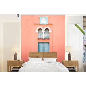 Deur - Blauw - Architectuur - Rood - Behangpapier