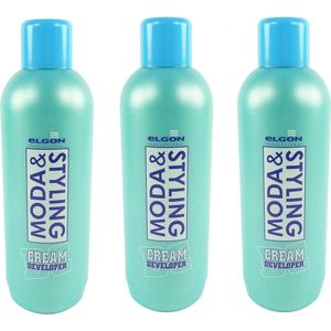 Elgon Moda Styling Cream Developer - Hair Care - oxidatie Emulsion - 3 x 1000 ml