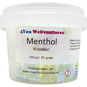 Pure menthol kristallen per 50 gram in geschenk verpakking (1 cup van 50 gram) - sauna - smaakstof - e-liquids - verkoudheid - geur - verdampen - DIY persoonlijke verzorgingsproducten