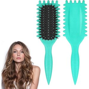 Multifunctionele Krulborstel voor Gedefinieerde Styling - Groene Haarborstel voor het Kammen