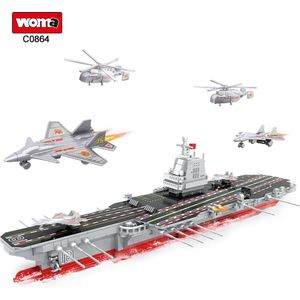 Woma Aircraft Carrier - Vliegdekschip - Bouwpakket - Bouwblokken - Bouwset - 3D puzzel - Mini blokjes - Compatibel met Lego bouwstenen - 838 Stuks