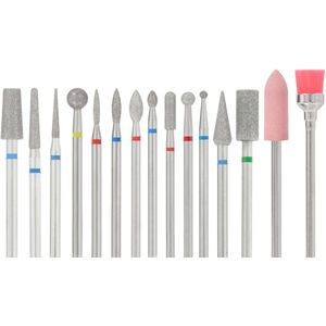 FOOCCA® Premium Diamond / Diamant Nagelfrees Bitjes - Set 15 Stuks - Elektrische Nagelvijl Opzetstukjes - Diamanten Nagel Bitjes - Universeel Formaat Nagel Bits - Manicure en Pedicure - Nagel Frees