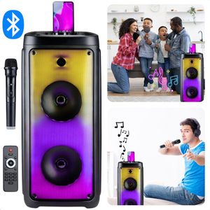 Cheqo® Draadloze Bluetooth Speaker - Karaokeset met Microfoon - Feestverlichting - Partybox - Party Speaker