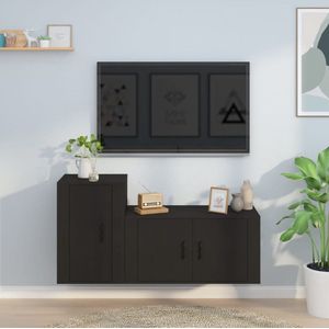 The Living Store Televisiekastenset - Zwarte tv-meubel - 80 x 34.5 x 40 cm - 40 x 34.5 x 60 cm - Klassiek design