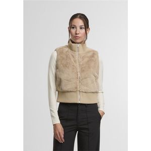 Urban Classics - Cropped Faux Fur - Mouwloos Jacket - Beige