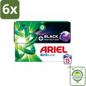 Ariel - 4in1 Wasmiddel Pods - Revitablack - 15 Pods - Voordeelverpakking - 6 stuks - Wasmiddel pods - Zwarte kleding