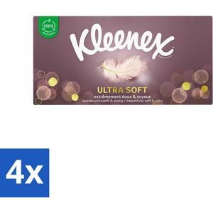 Kleenex - Ultrasoft Tissues - Zacht & Sterk - 64 stuks per verpakking - Voordeelverpakking - 4 stuks