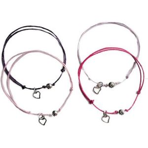 Jewellicious Designs Love Sweet Love geluksarmbandjes voor Pink Ribbon – set van 4 – one size fits all