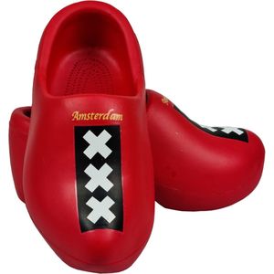 Hollandse kunststof draagklomp - Amsterdamsevlag - Rood - EVA – 42/43