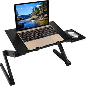 Laptopstandaard, in hoogte verstelbare opvouwbare laptoptafel, laptophouder, notebookstandaard met muislade voor bedbank