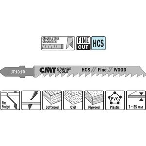 CMT JT101D-5 decoupeerzaag HCS 75 x 100 mm. 6tpi (zacht hout, OSB, multiplex, kunststof)