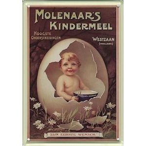 Molenaar's Kindermeel reclame - Zijn eerste Wensch - Metalen reclamebord - 10x15 cm