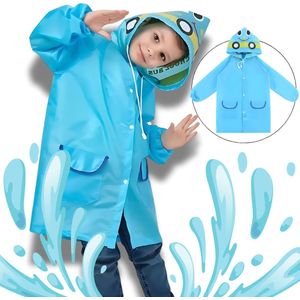 BoefieBoef Blije Bus Regenjas Regenponcho Peuter & Kleuter 2-6 Jaar (maat 120) – Waterdichte Kinderregenjas met Capuchon – Lichtgewicht jas Regenpak Fietsen Buiten Spelen – Regen - Knutseljas - jas - cadeau jongens en meisjes - blauw car rain