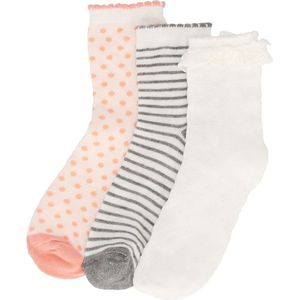 iN ControL 3pack meisjes sokken wit/roze maat 35/38
