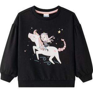 Newness - sweater - meisjes - zwart - eenhoorn - maat 110