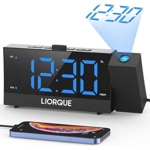 Wekker met Plafondprojector en Groot Scherm - Digitale Radiowekker met Dubbele Wecker en USB-poorten