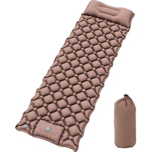 Isomat, zelfopblazend, ultralicht, campingluchtmatras met ingebouwde pomp en kussen, campingmatras met voetpomp en draagtas, voor outdoor, camping, reizen, wandelen (woestijngeel)