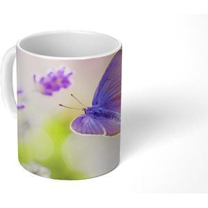 Mok - Koffiemok - Lavendel - Vlinder - Bloemen - Mokken - 350 ML - Beker - Koffiemokken - Theemok