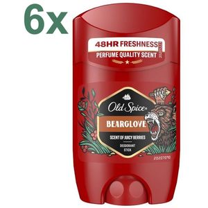 Old Spice Bearglove Deodorant Stick – 6x 50 ml – Voordeelverpakking – 48 Uur Frisheid – Juicy Berries Geur – Zonder Aluminiumzouten – Onzichtbaar op Zwart & Wit
