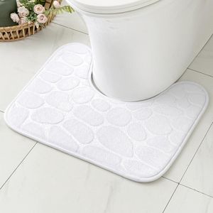 TRANKIELO® - Luxe Geometrische Badmat met Traagschuim, Antislip Voetmat voor Badkamer en Woonkamer, 50x40 cm, Wit