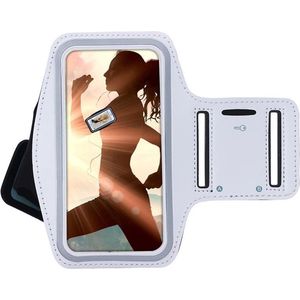 Universele sportband hoes sport armband Hardloopband hoesje Universeel 6.6 inch of groter geschikt voor onder andere Samsung Galaxy A71, Nokia 7.2, OnePlus 8 Pro Wit Pearlycase