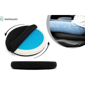 Wellhealth Gel Kussen voor Stoel - Ergonomisch Kussen - Ventilerend en Verkoelend - Wasbare Hoes