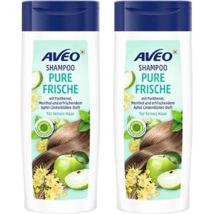 AVEO Shampoo Pure Frische - 2x 300 ml | Shampoo voor Fijn haar - Verzorgende Shampoo - Haarshampoo met Panthenol en Menthol