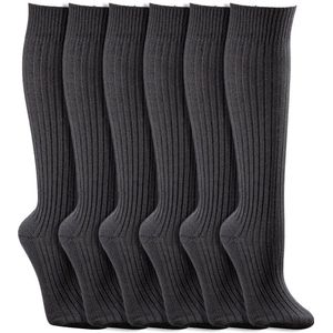 Wollen kniekousen | Schapenwol | Merk: Socks4Fun | Kleur: Grijs | Maat: 39-42 / 43-46 | 6 paar