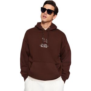 Trendyol Antraciet Oversized/Wide Cut Fluffy Animal Print Hooded Sweatshirt Tmnaw24Sw00078