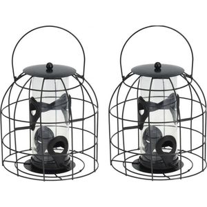 4x Tuinvogels hangende voeder silo/kooi 18 cm - Voor mussen/mezen kleine vogeltjes - Winter vogelvoer huisjes