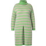 MIAMODA - Dames - Lange trui A-lijn gestreept zoomsplit - Pastelgroen - Maat 42+