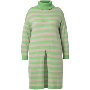 MIAMODA - Dames - Lange trui A-lijn gestreept zoomsplit - Pastelgroen - Maat 42+