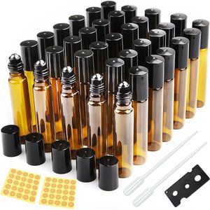Roll on glazen flessen voor etherische olie 35 stuks bruin leeg 10 ml roll-on flessen met roestvrijstalen rollerbal