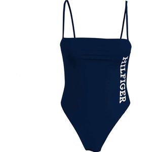 Tommy Hilfiger - Badpak - Zwart - Gerecycled Nylon - Vierkante Halslijn