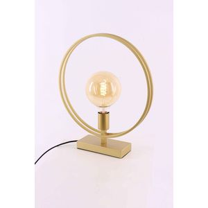Tafellamp Doppel goud - tafellamp dubbele ring 40cm - 1xE27 - zijdeglans chique goud